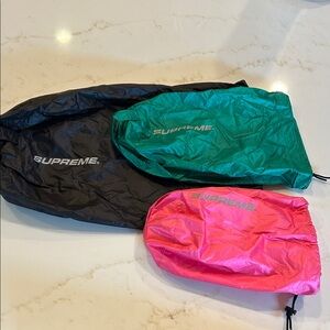 Supreme Trio of Black, Green, and Pink Bags